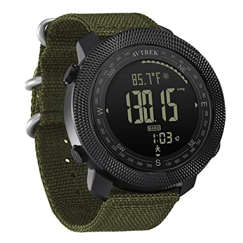 AVTREK Mens Outdoor Sport Tactical Survival Watches Hiking Digital Wrist GREEN