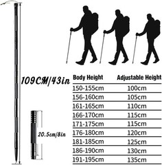Adjustable Aluminum Trekking Poles, Lightweight Collapsible (Set-1)