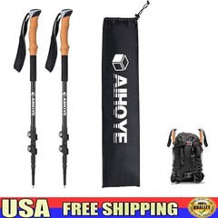 Aluminum Trekking Poles Shock Absorption Cork Grips Collapsible Hiking Sticks US