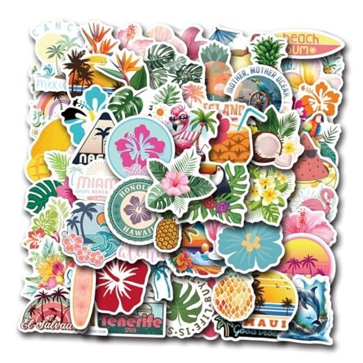Stickers, 55PCS Funny Tropic Graffiti Pack Waterproof Vinyl Decals for Tropical