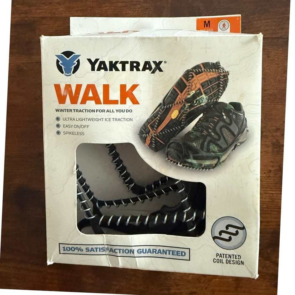 Yaktrax News Mens Walk Ice Traction Cleats Blak Medium Spikeless Coil Snow Grips