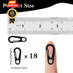 18PCS Mini Carabiner Clips Tiny Spring Snap Hook Keychains, black
