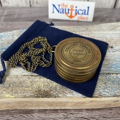 Antique Finish Brass Pocket Sundial Compass w/ Screw On Lid – Nautical Style