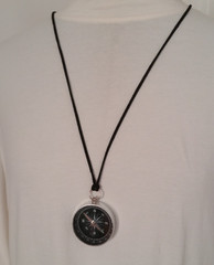 Map Scale Compass Leather Necklace Pocket Outdoor Hike Guide Survival Navigation