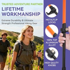 56.5in Collapsible Trekking Poles with Storage Bag, Lightweight Adjustable