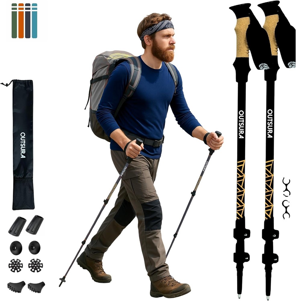 Lightweight Aircraft Grade Aluminum Trekking Poles for Hiking, Pair of 2