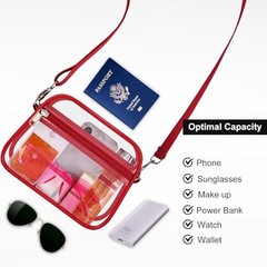 Clear Bag for Stadium Events Clear Sports Fan Handbags Purses with Large Red