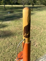 Howling Wolf, Natural Earth Tones Poplar Wood Walking Stick Hiking Staff