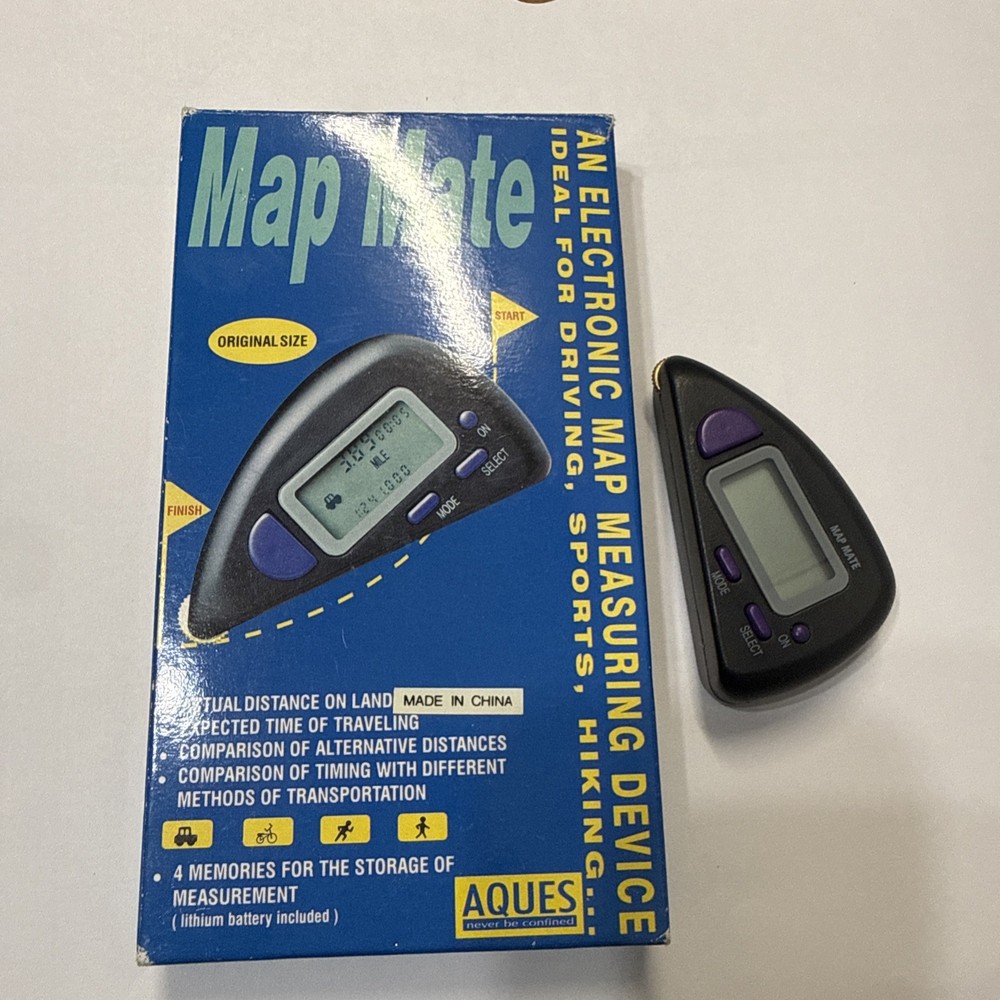 Vintage Aques Map Master Electronic Measuring Device Hiking Driving Original Box