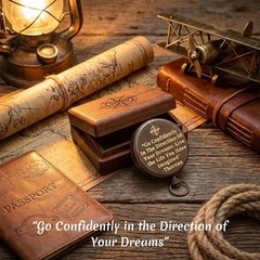 Compass Gift for Mom/Dad, Vintage Pocket Compass Engraved with Go Confidently Cu