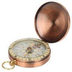 Portable Retro Metal Copper Flip Cover Pocket Watch Compass for Camping Hiking