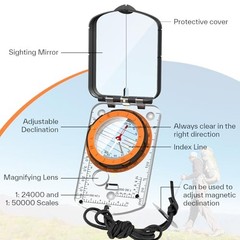 Compass Hiking Survival, Camping Accessories Orienteering Compass Transparent