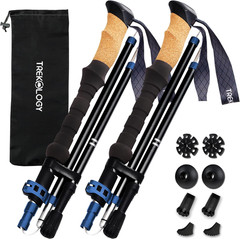 Trek-Z Cork Grip Trekking Poles – Lightweight Folding Hiking Poles, Adjustable H