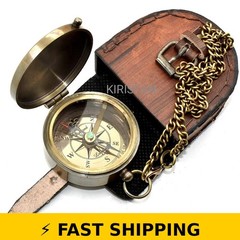 Kiristan Vintage Brass Compass with Leather Case – Inspirational Gift