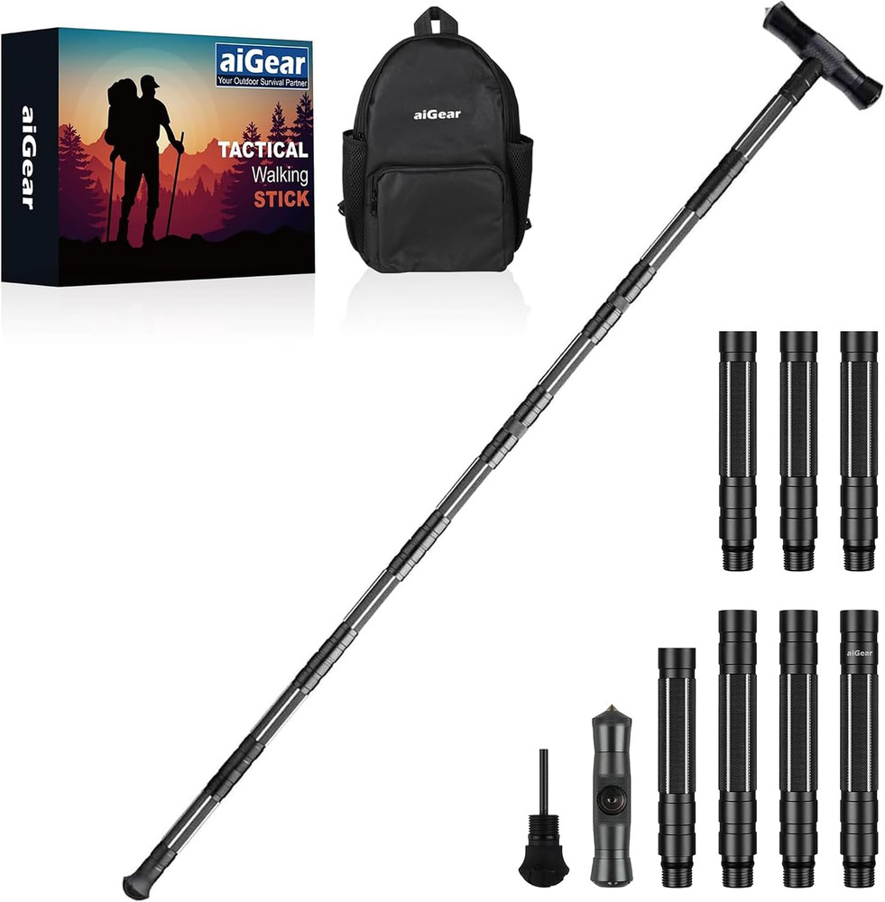 G2 Tactical Hiking Stick with Multi-Tool, 6-8 Section Walking Staff | 6061-T6 Al