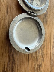 Vintage British Brass Compass 1930s Worn Silver Plated 1.5”