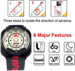 Diving Sighting Wrist Compass for Outdoor Orienteering Mountaineering Hiking
