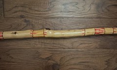 vintage Mexican folk art canes from the 1930s to 1950s, handmade red , brown