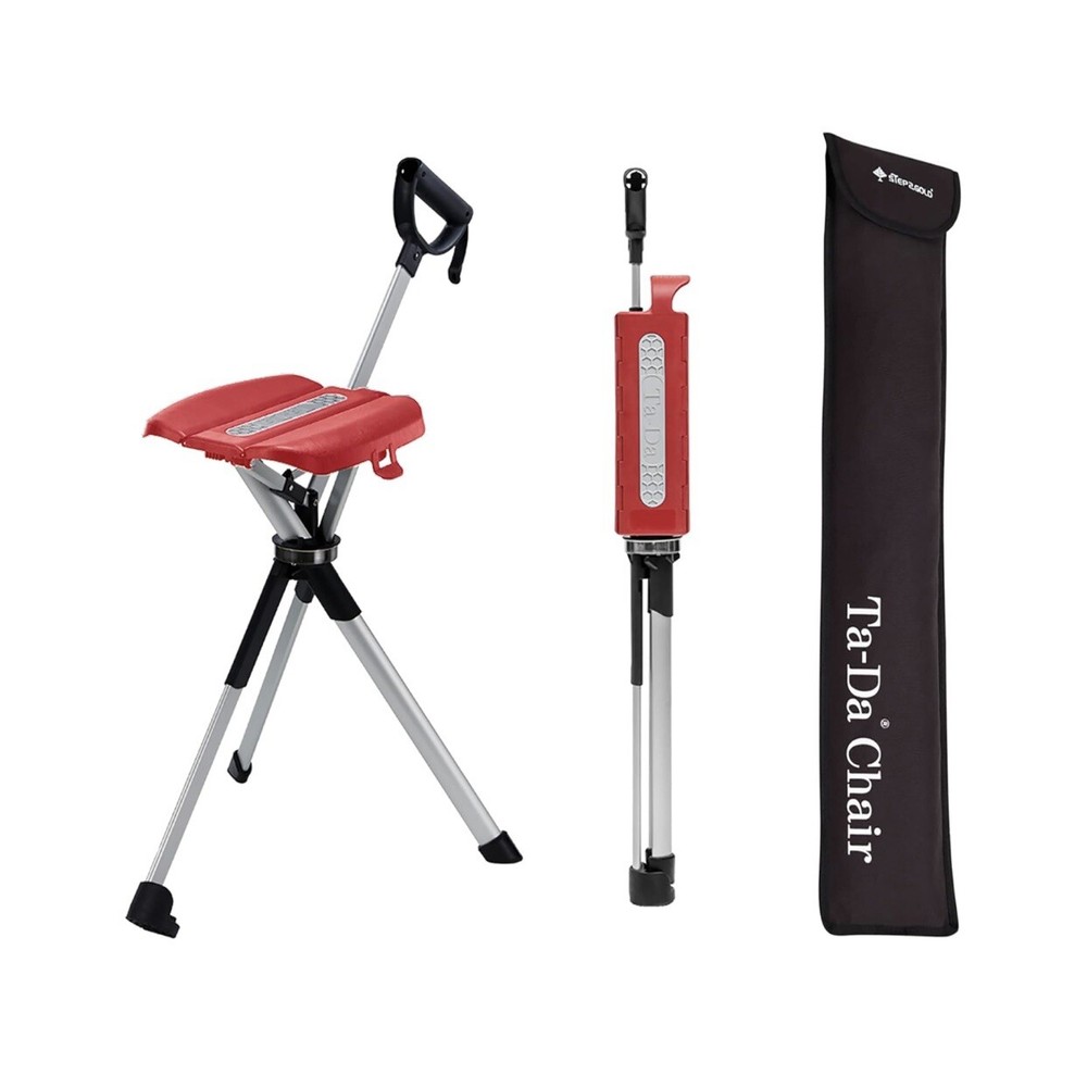 STEP2GOLD Ta-Da Chair Series 2, Portable Trekking Hiking Pole – 34.2”, Red