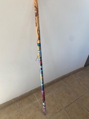 hiking stick,handcrafted,painted and wood burned.one of a kind.