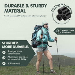 Nordic Walking Stick, TP1 Hiking Poles Retractable Lightweight 7075 Aluminum, Tr