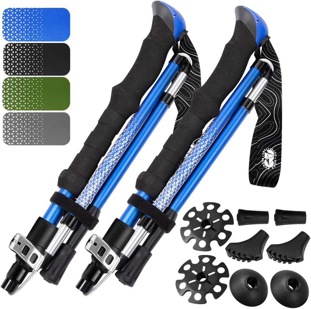 Premium Foldable Hiking Poles by USA Brand – Adjustable, Lightweight Trekking Po