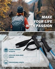 Trekking Hiking Pole Aluminum/Fiberglass/Bamboo Quick adjustable Lock 1 pair