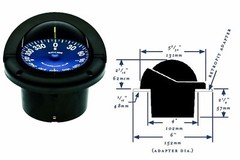 Ritchie SuperSport Flush Mount 3.75 In PowerDamp Flat Dial Compass Black SS1002