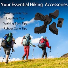 Trekking Poles Tips Set – Pack of 6 to 8 Replacement Rubber Trek Cane Foot_6pcs