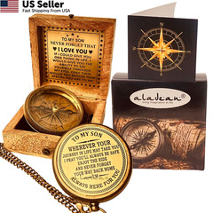 Gift for Son from Mom Dad | Engraved Compass 2″ – 2 inch(3100 lb.), Metallic