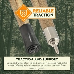 Natural Wood Walking Stick – ‎WS62 Compass and Thermometer