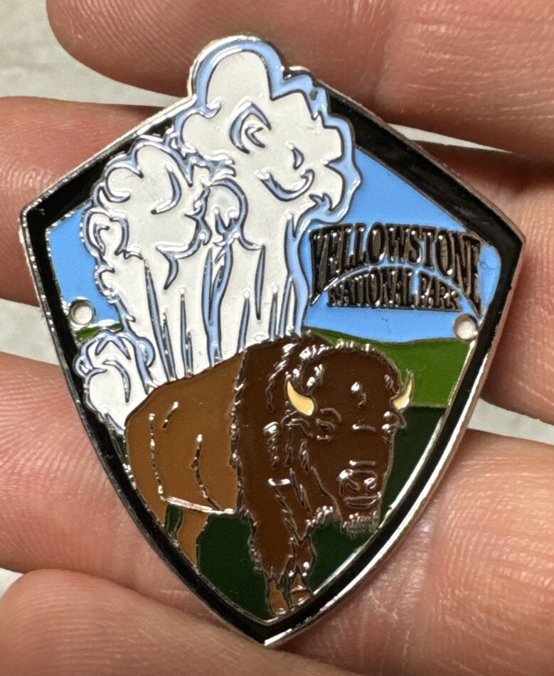 Shield Yellowstone National Park Hiking Staff Medallion NEW Old Faithful Bison
