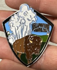 Shield Yellowstone National Park Hiking Staff Medallion NEW Old Faithful Bison