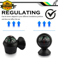 Car Compass Ball Dashboard Mount Night Vision Adjustable for Car Truck SUV Boat