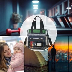 Clear Stadium Bag 11.8×11.8×5.1in – Transparent Tote, Lunch Black
