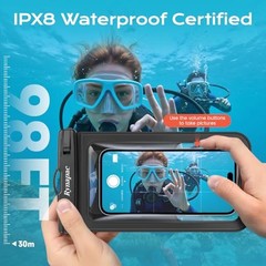Waterproof Phone Pouch – 2 Pack, IPX8 Case-friendly [8.5-inch] [Black + Black]
