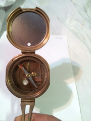Vintage Brass Natural Sine Compass with mirror – Made in India – Old and Nice!