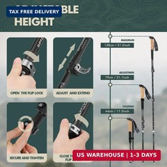 GPTCAMP Walking Sticks,Trekking Poles Collapsible Hiking Poles,Lightweight Foldi