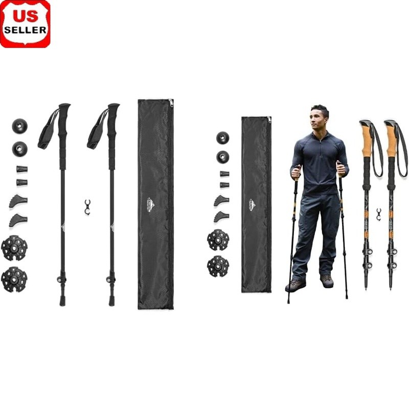 Ultralight Carbon Fiber Trekking Poles Quick Lock Adjustable Height EVA Grip New