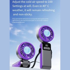 Rechargeable Handheld Fan 2400mAh Battery USB Charging 100 Speed Options