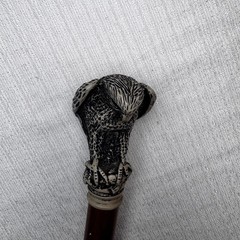 Vintage Owl Head Walking Cane 37 Inch Wood Shaft Bird Handle Collectible Decor