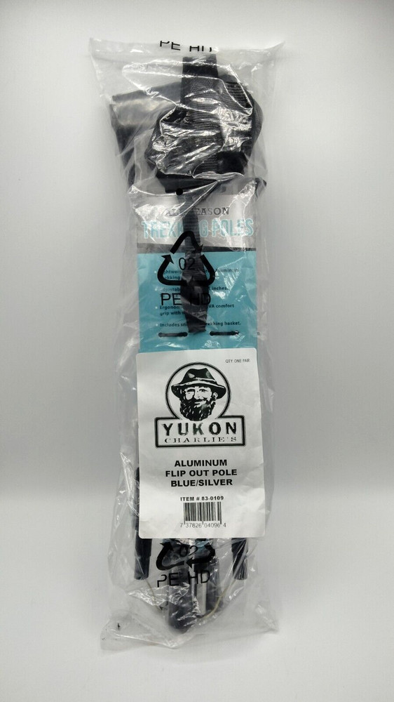 NEW Yukon Charlie’s All Season Trekking Pole Aluminum Flip Out 43-51″ Blue