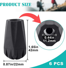 6PCS Walking Stick Tips, Shock Absorption Trekking Pole Tips Replacements, Anti-