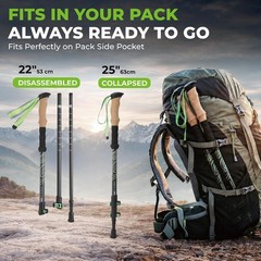 TREKOLOGY 3K Carbon Fiber Trekking Poles (210g) & 10pc Accessory Kit (US)