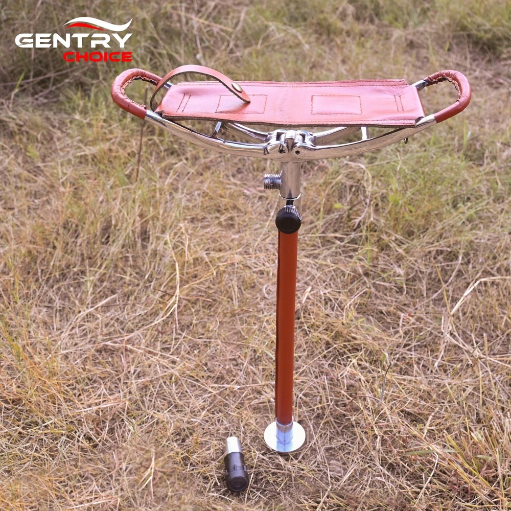 Outdoor Shooting Stick Spectator Japanese Adjustable Leather Walking Seat Tan