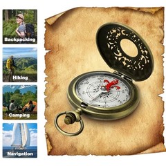 Antique Brass Compass – Waterproof Survival Compass for Hiking & Camping,