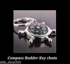 COMPASS Metal chrome Rudder keychain camping hiking outdoors US SELLER key chain