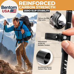 Carbon Fiber Trekking Poles – Lightweight Collapsible Hiking Poles with Cork Gri