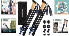 Trek-Z Black & Blue Aluminum Collapsible Trekking Poles (Set of 2)