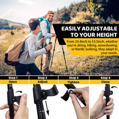 2x Collapsible Lightweight Trekking Hiking Poles Walking Sticks for Backpacking